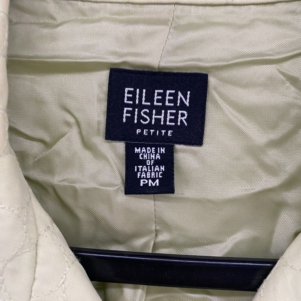 Eileen Fisher Jacket Womens PM‎ Petite Green Quilted Button Up Outdoor Barn Farm - Picture 6 of 11